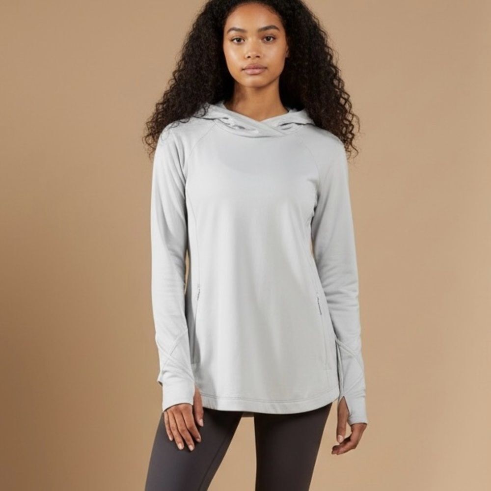 Athleta Boot Camp Hoodie Cream White XXS Long Sleeve Pullover Activewear Top